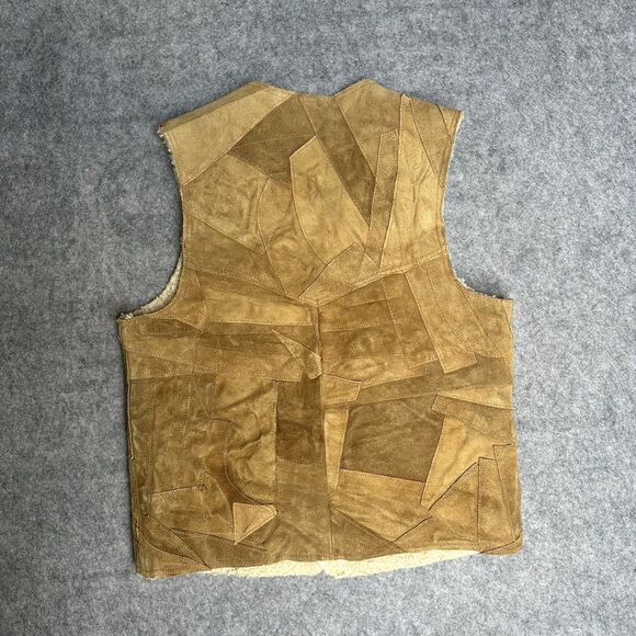 RARE VTG 70s-80s Matterhorn Sheep and Leather shearling button up vest mens L - Picture 4 of 5